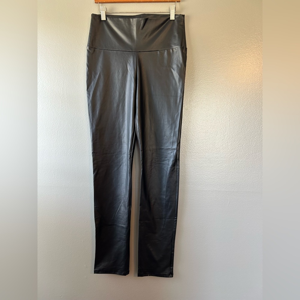 CY Fashion faux‎ black leather pants size large